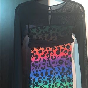 Long mesh black sleeve dress.